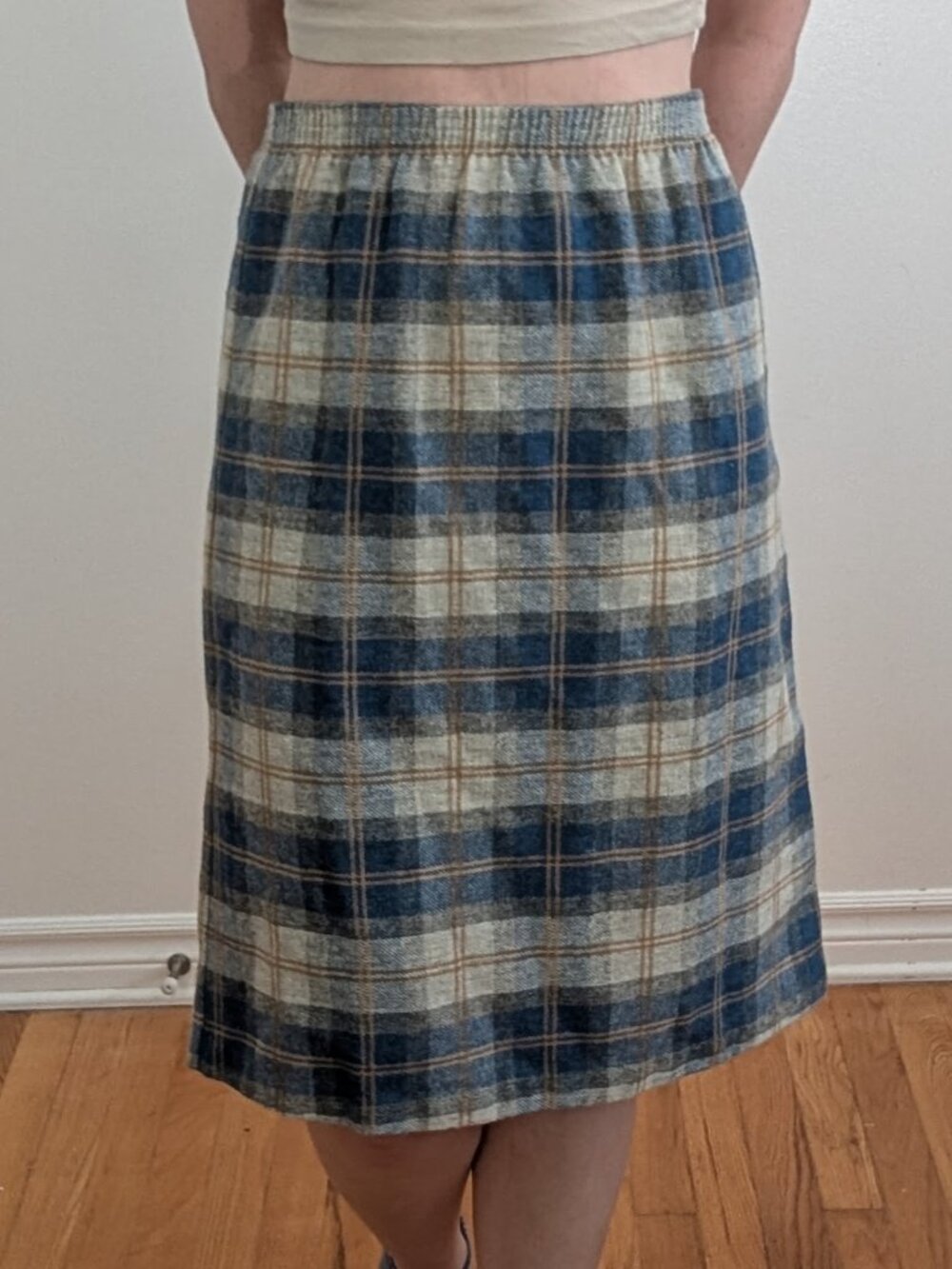Blue Plaid Wool Skirt by Blair Boutiqu